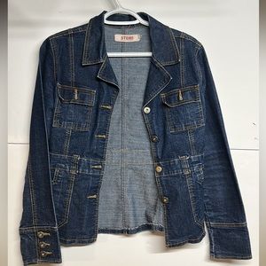 Stone denim jean jacket size 0